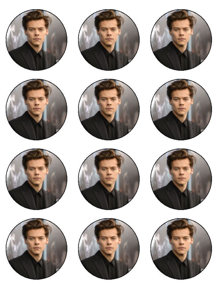 Harry Styles music artist  Edible Printed Cupcake Toppers Icing Sheet of 12 Toppers