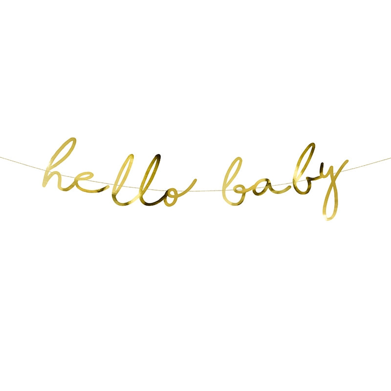 Hello Baby Gold Mirror Paper Banner - 70cm 