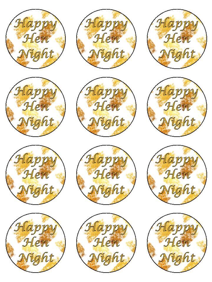 gold theme hen night hen party Edible Printed Cupcake Toppers Icing Sheet of 12 Toppers