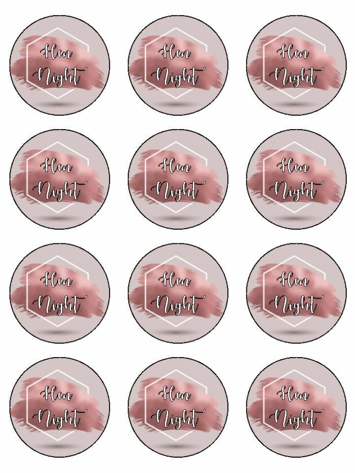 Rose gold Hen night pink edible printed Cupcake Toppers Icing Sheet of 12 Toppers