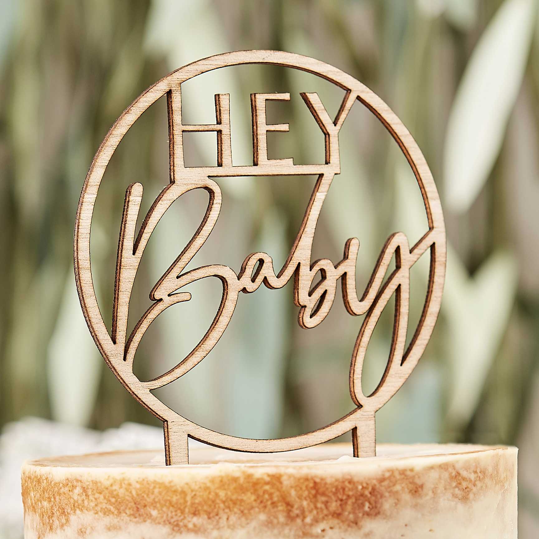 Ginger Ray Hey Baby Wooden Cake Topper