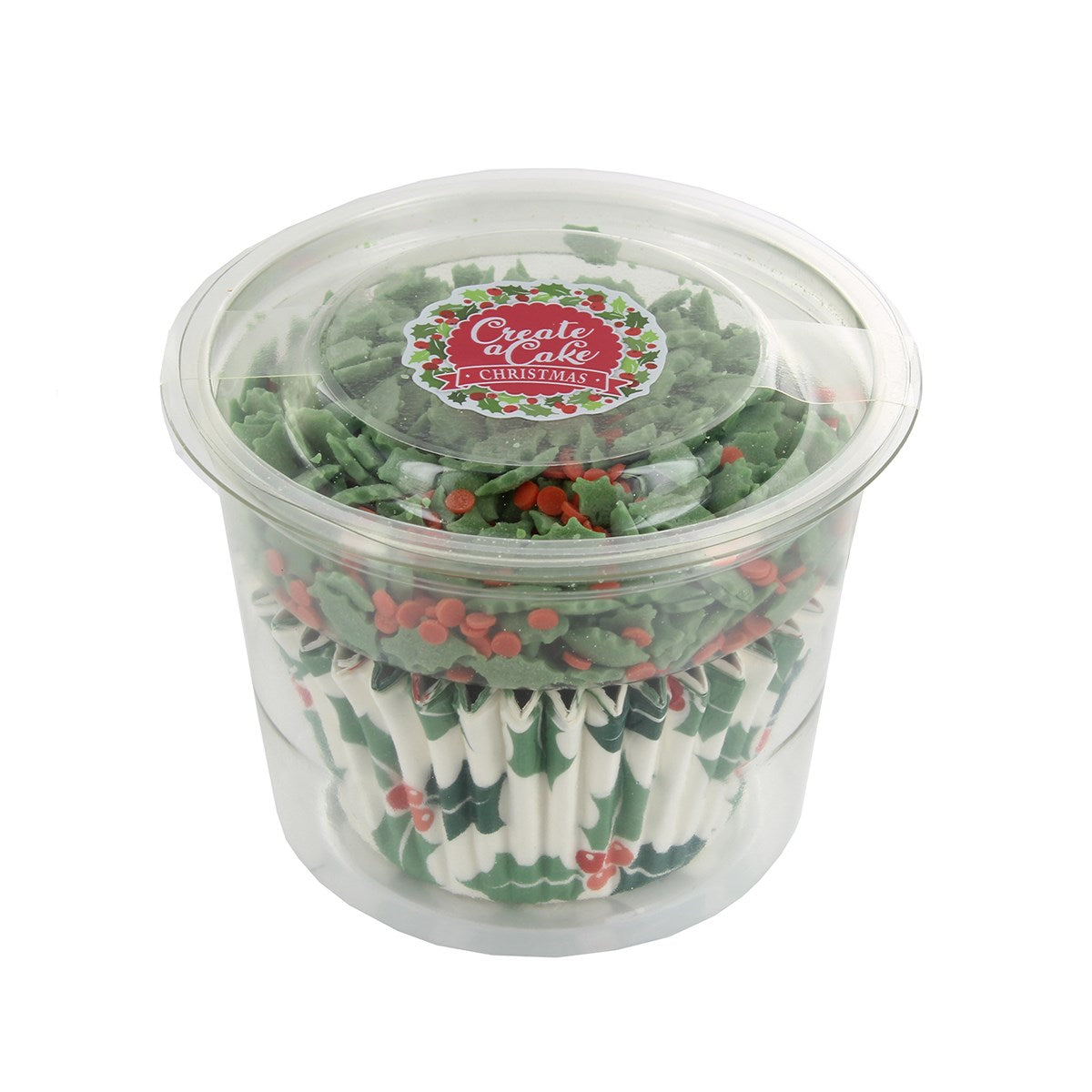 Holly & Berries Christmas Cupcake Baking Cases & Edible Sprinkles