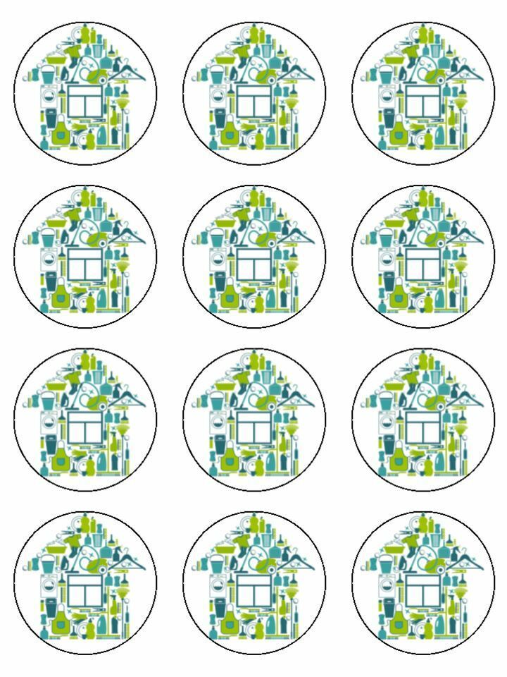 cleaning house cleaning cleaner job home edible printed Cupcake Toppers Icing Sheet of 12 Toppers