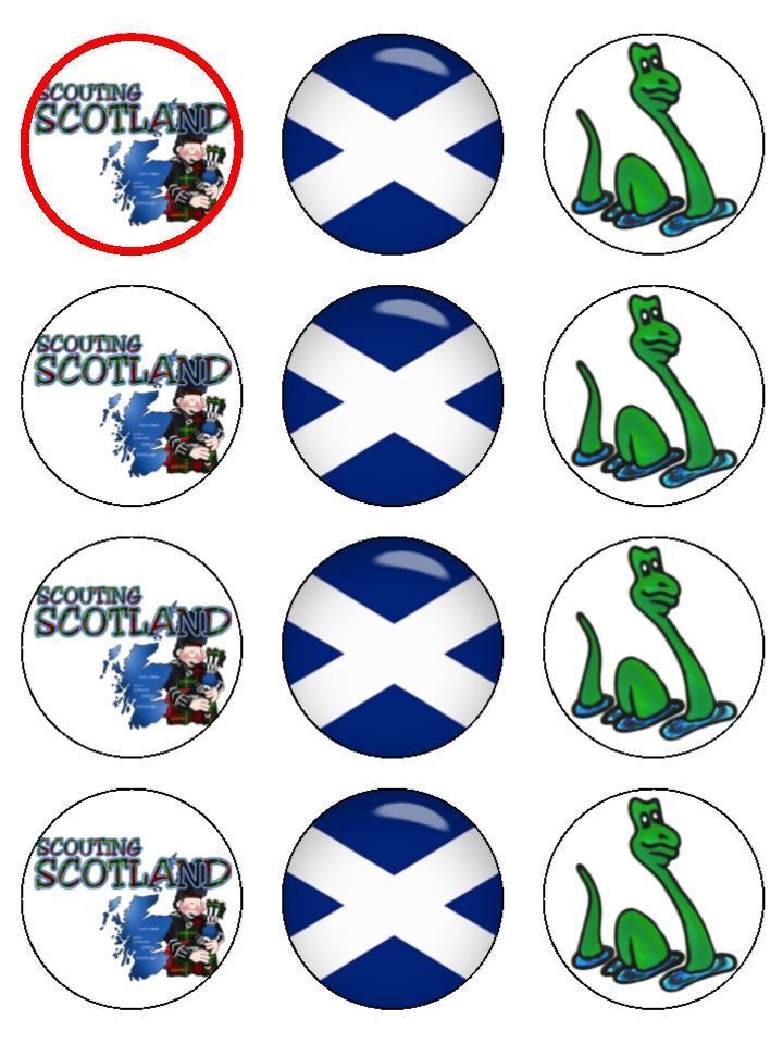Scottish Scotland  edible printed Cupcake Toppers Icing Sheet of 12 Toppers