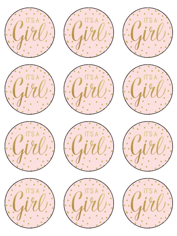 baby girl pink baby babyshower Edible Printed Cupcake Toppers Icing Sheet of 12 Toppers