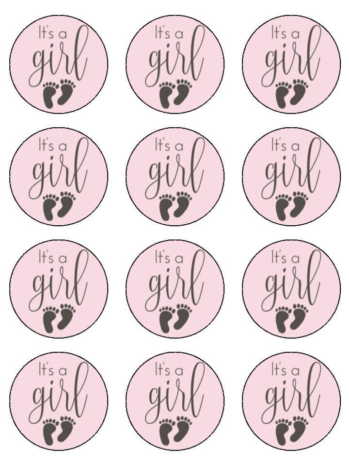 its a girl pink babyshower feet Edible Printed Cupcake Toppers Icing Sheet of 12 Toppers