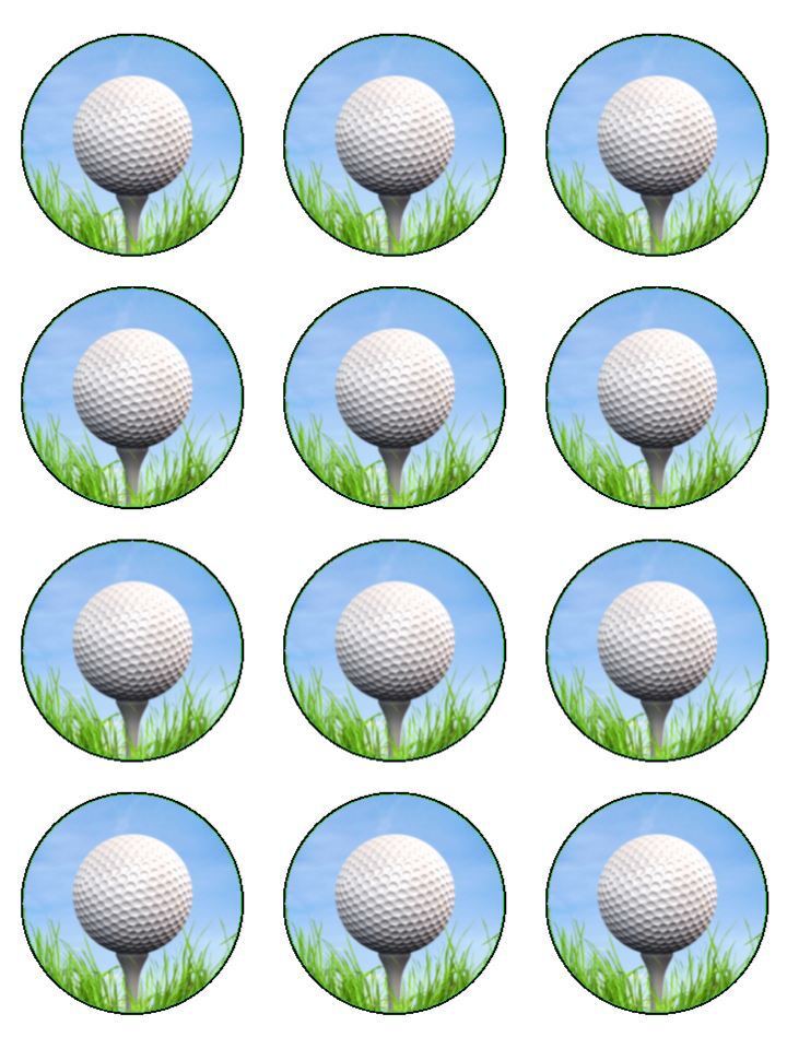 Golf golfing golfer  edible  printed Cupcake Toppers Icing Sheet of 12 Toppers