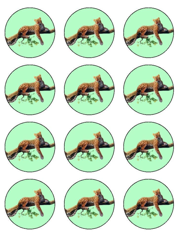 Jaguar Wild Cat Animal Edible Printed Cupcake Toppers Icing Sheet of 12 Toppers