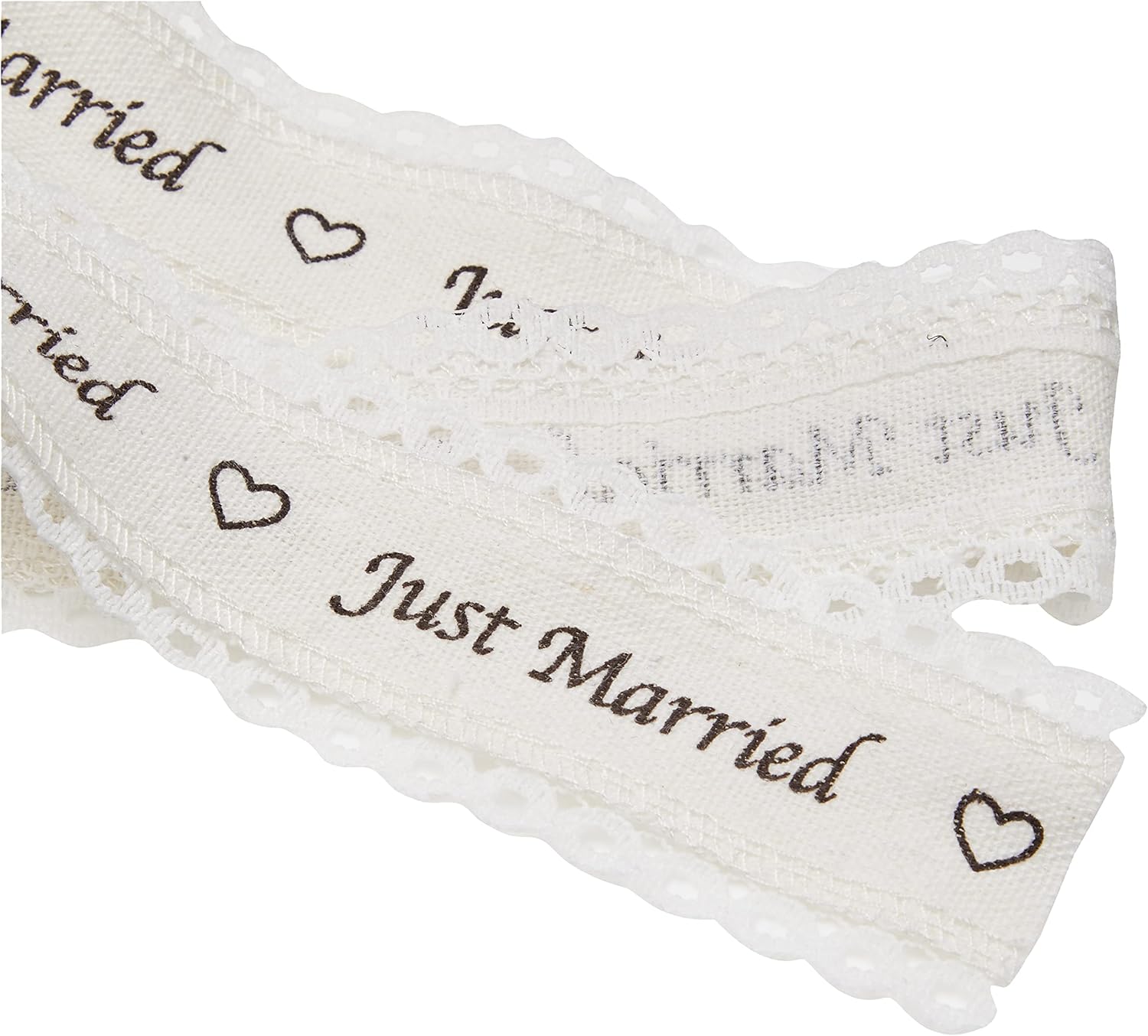 Just Married Laced Edge Ribbon 38mm