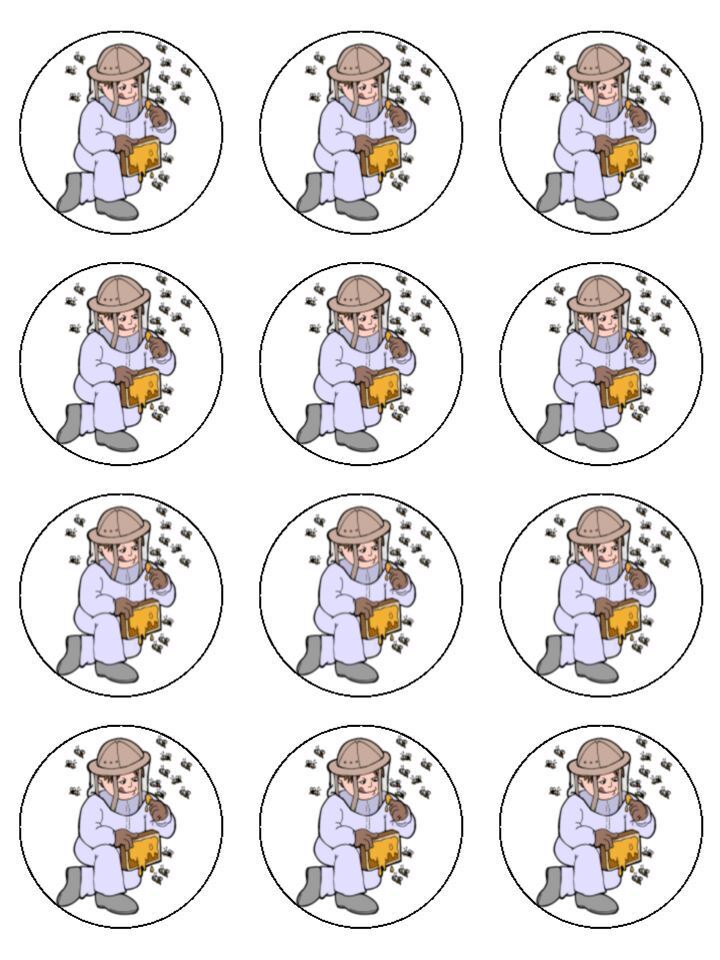 Bee keeper honey pets job  Edible Printed Cupcake Toppers Icing Sheet of 12 Toppers