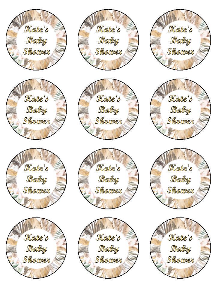 Neutral baby shower personalised Edible Printed Cupcake Toppers Icing Sheet of 12 toppers