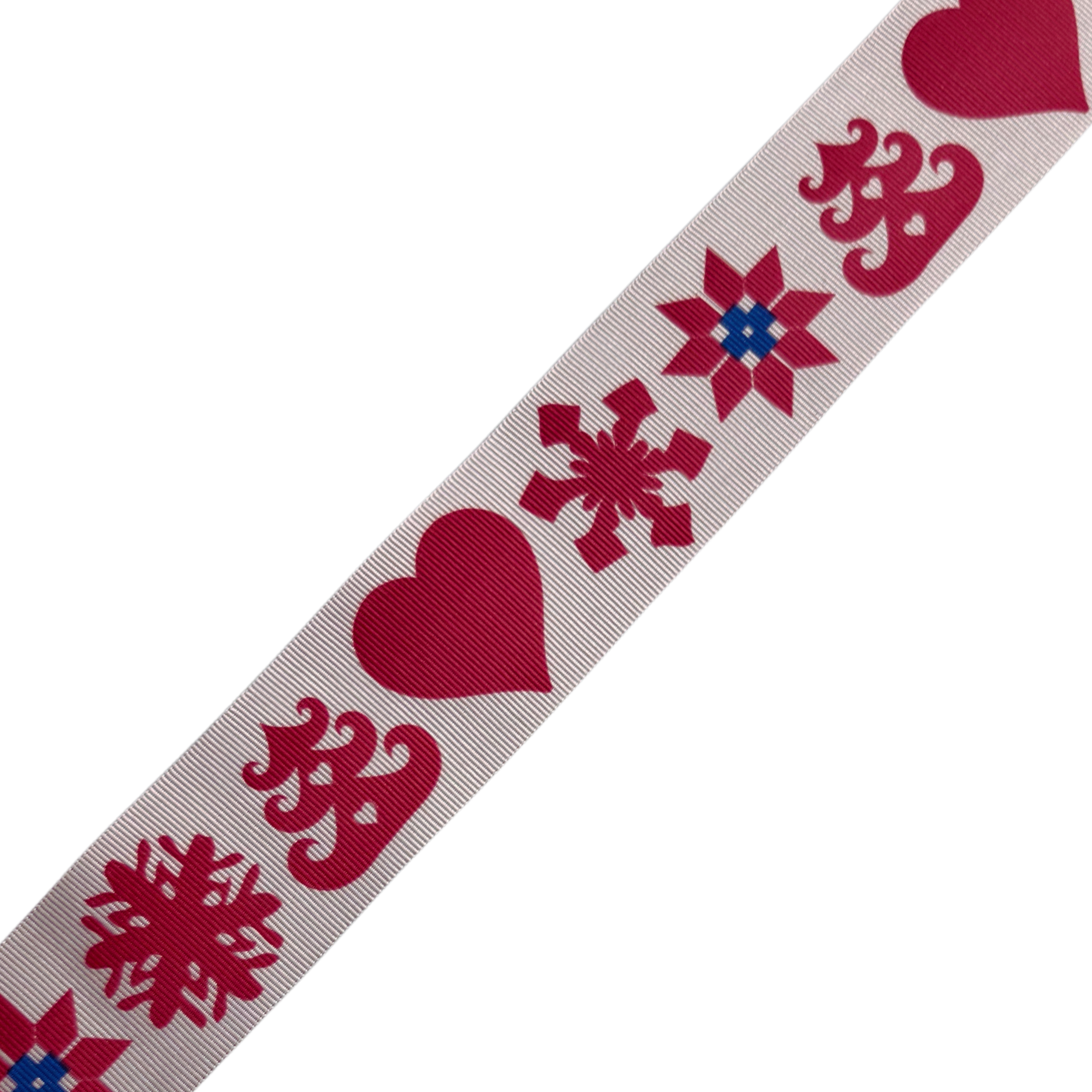 Nordic Christmas Snowflake Heart 38mm Ribbon