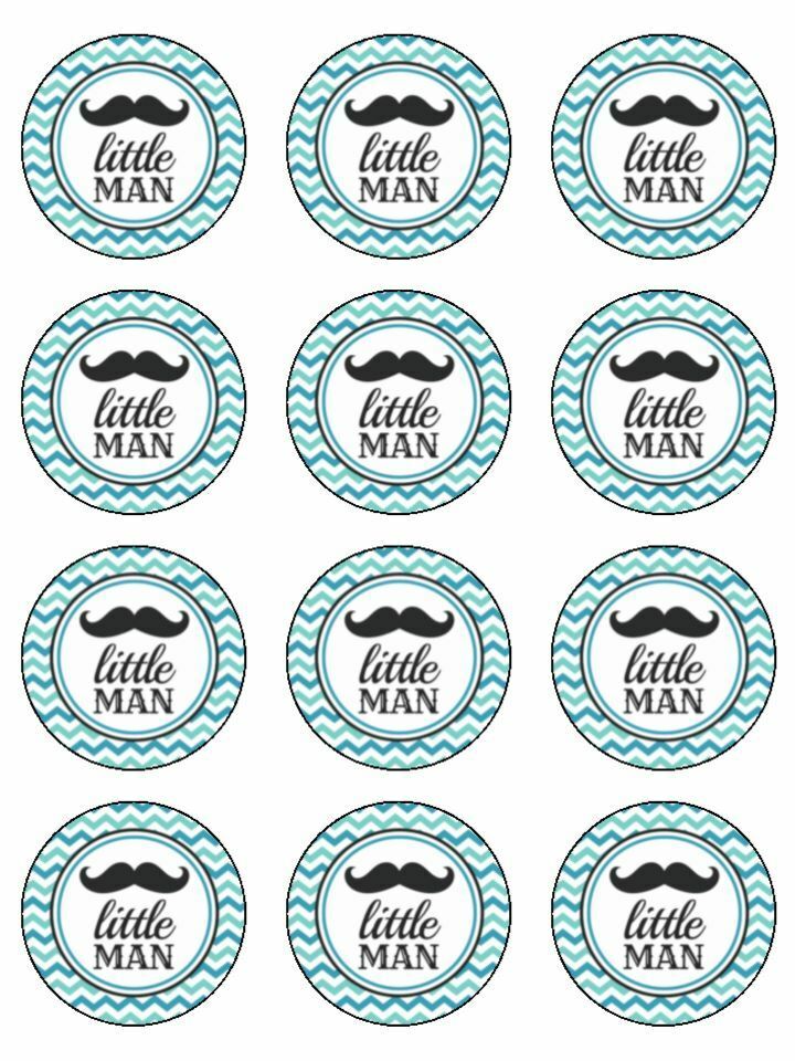 little man welcome little man baby Edible Printed Cupcake Toppers Icing Sheet of 12 Toppers