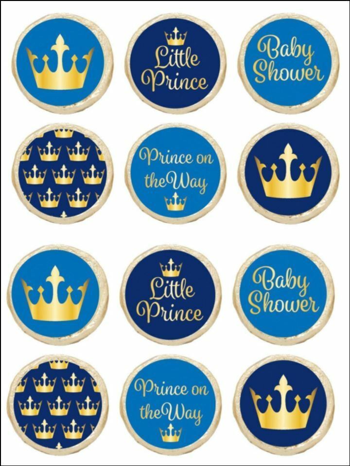 Little prince blue crown baby edible printed Cupcake Toppers Icing Sheet of 12 Toppers