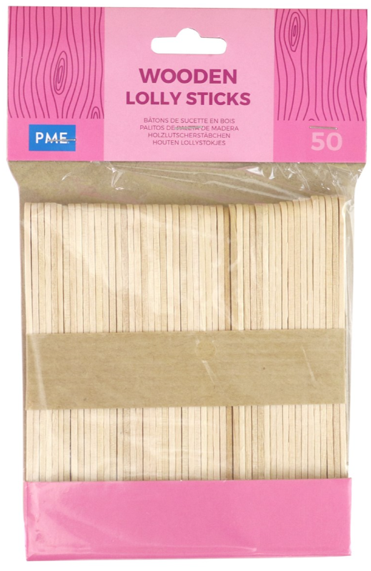 PME Wooden Lollipop Sticks - Pack of 50