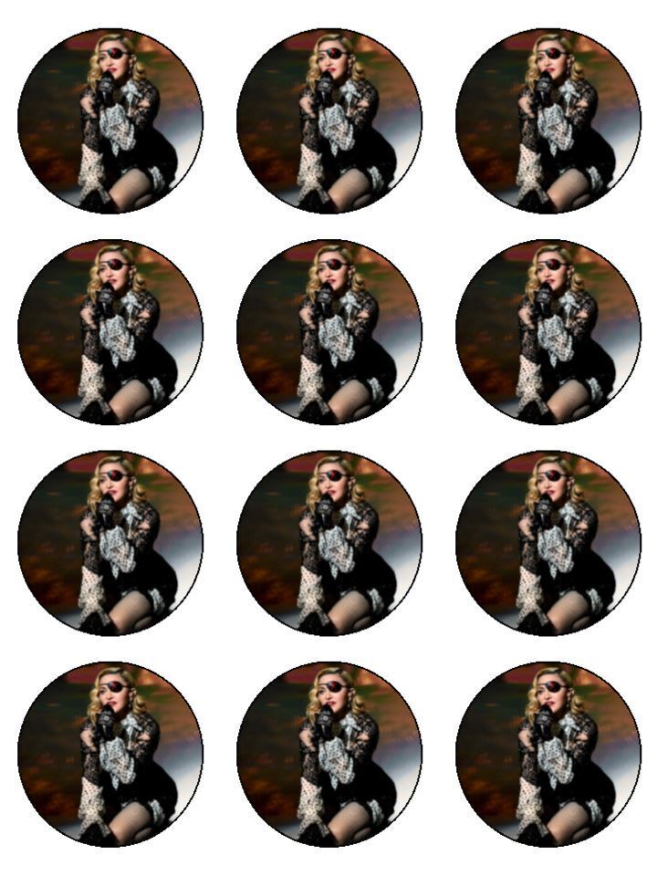 Madonna singer performer artist Edible Printed Cupcake Toppers Icing Sheet of 12 Toppers