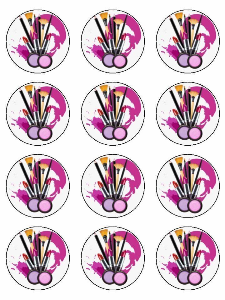 make up artist make up edible printed Cupcake Toppers Icing Sheet of 12 Toppers