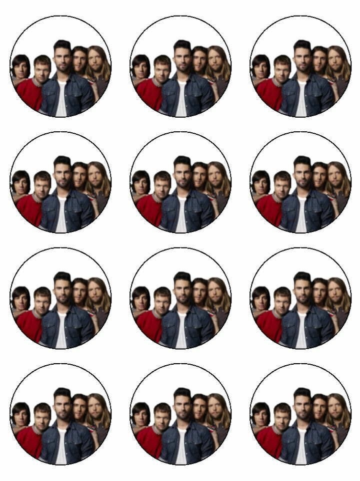 maroon 5 singing band music edible printed Cupcake Toppers Icing Sheet of 12 Toppers