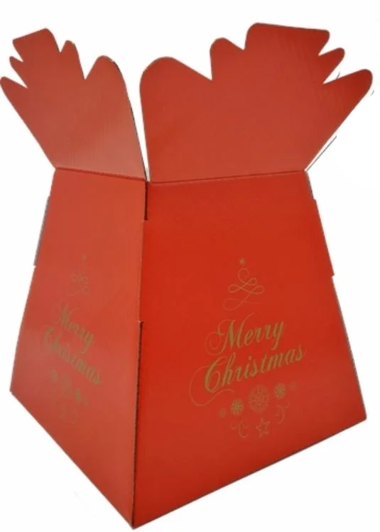 Merry Christmas Red cardboard Transport Bouquet Vase / Display Box