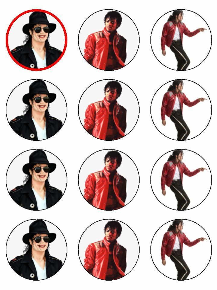 Michael Jackson Thriller singers artist edible printed Cupcake Toppers Icing Sheet of 12 Toppers