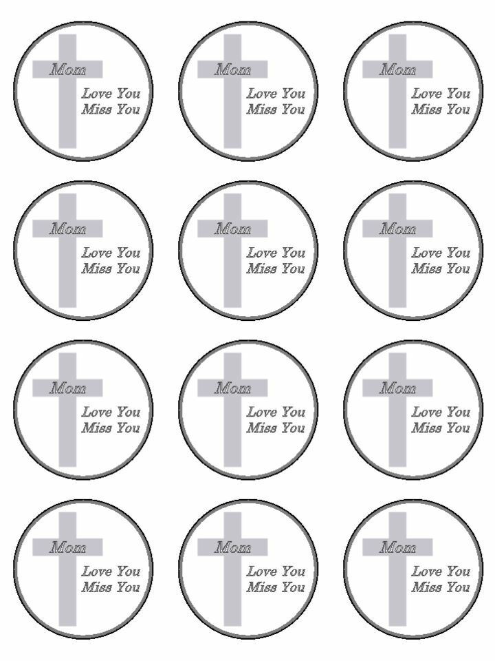 Mom Love Miss You Memorial funeral edible printed Cupcake Toppers Icing Sheet of 12 Toppers