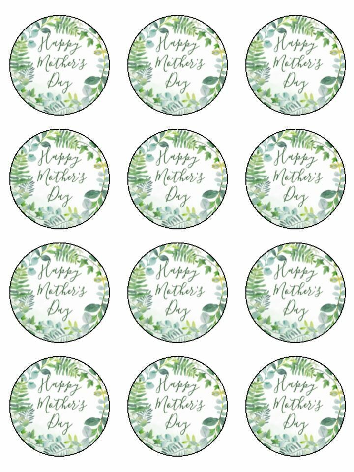 Foliage floral mothers day Edible Printed Cupcake Toppers Icing Sheet of 12 Toppers