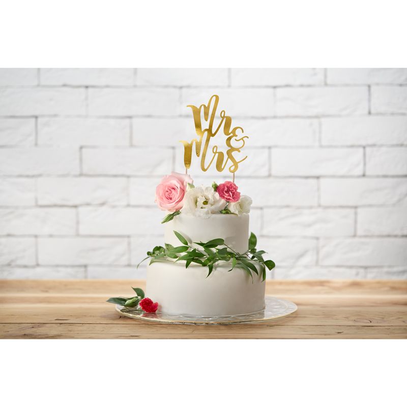 Mr & Mrs Gold Cake Topper
