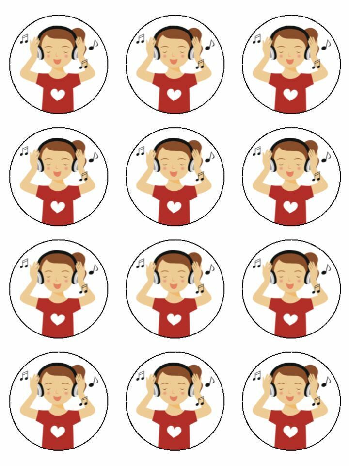 music Dj listening artists edible printed Cupcake Toppers Icing Sheet of 12 Toppers