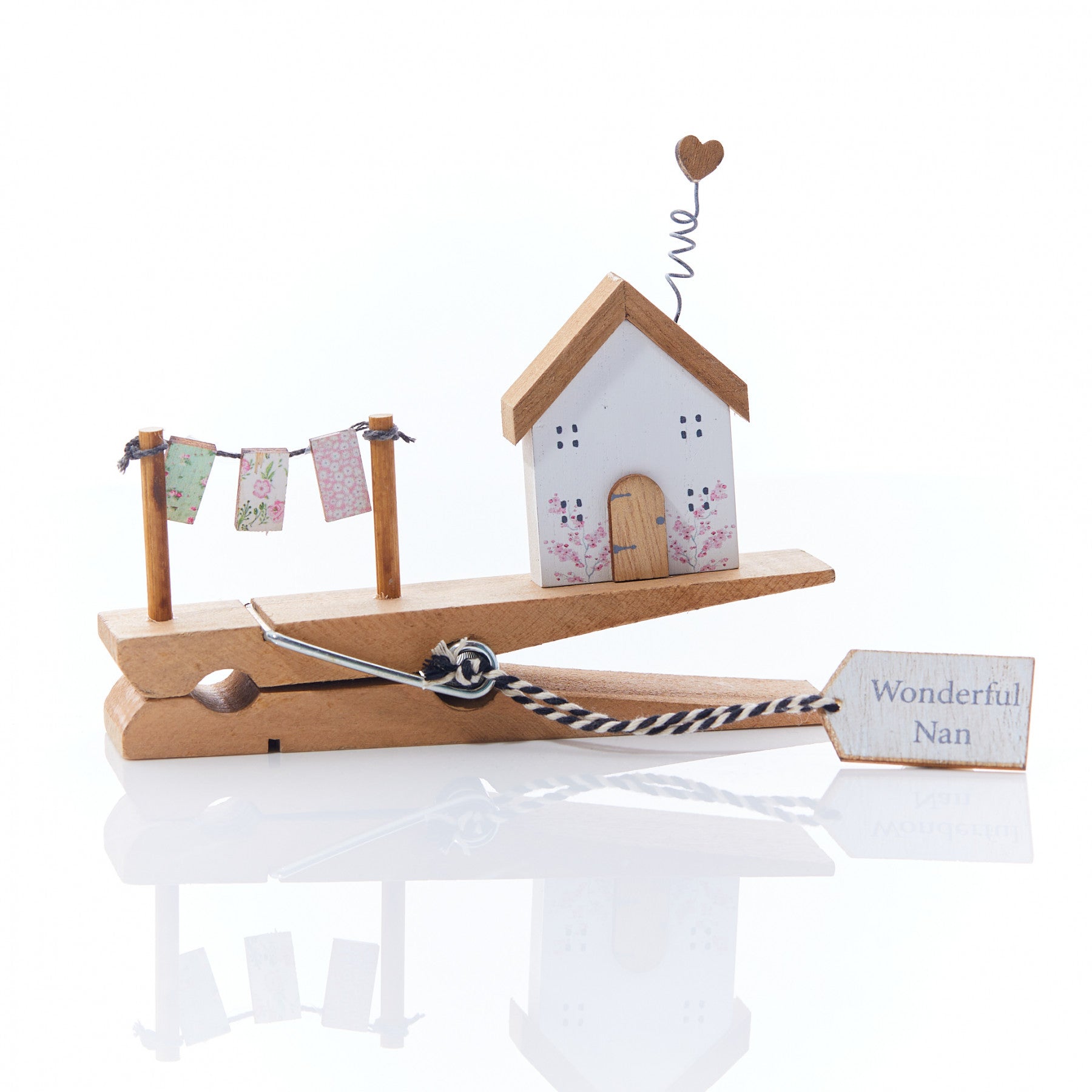 Wonderful Nan Wooden Large Peg with House and Bunting Detail Quirky Gift