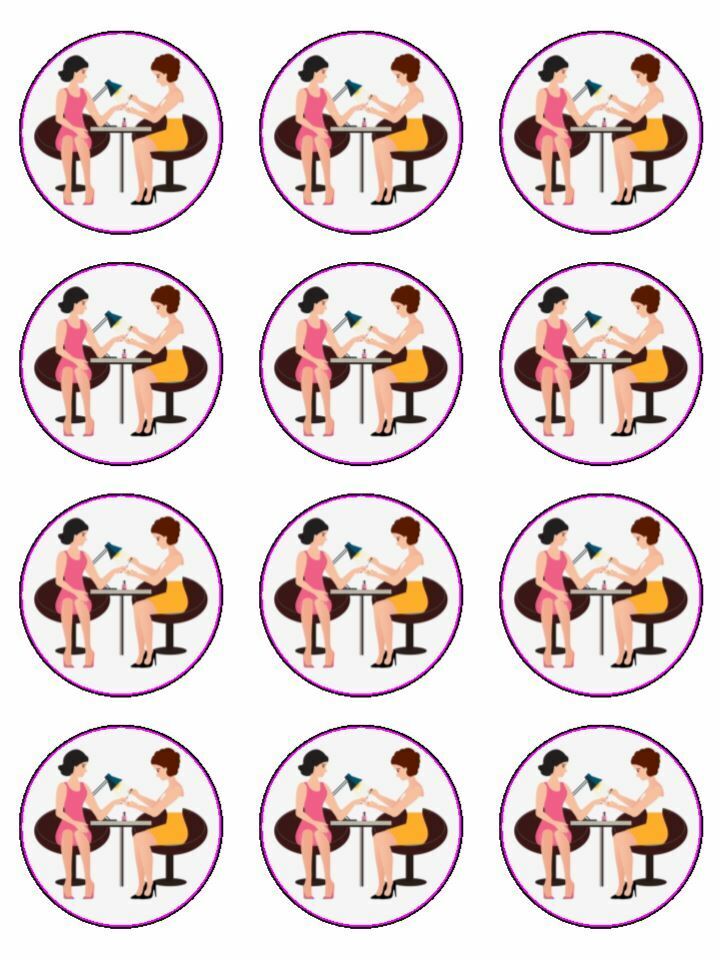 nail tech salon nails beauty edible printed Cupcake Toppers Icing Sheet of 12 Toppers