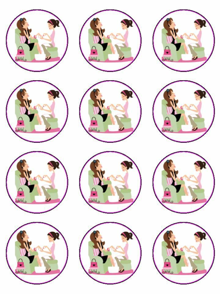 Nail salon Nails beauty nail tech edible printed Cupcake Toppers Icing Sheet of 12 Toppers