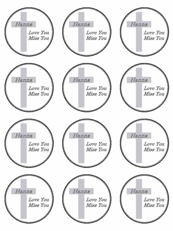 Nanna Love Miss You Memorial funeral edible printed Cupcake Toppers Icing Sheet of 12 Toppers