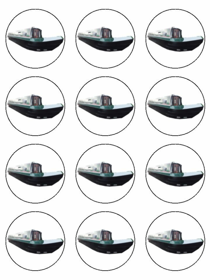 narrow boat canal  edible printed Cupcake Toppers Icing Sheet of 12 Toppers