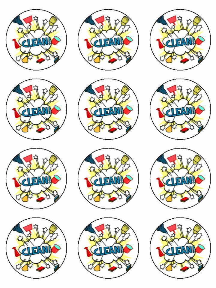 clean cleaning job hobby products edible printed Cupcake Toppers Icing Sheet of 12 Toppers