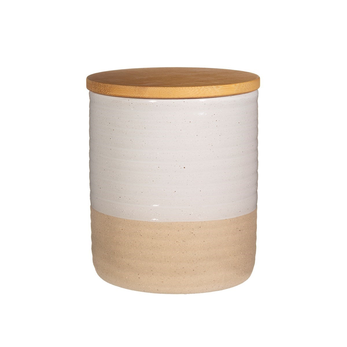Sass & Belle Rustic White Half Glazed Storage Canister