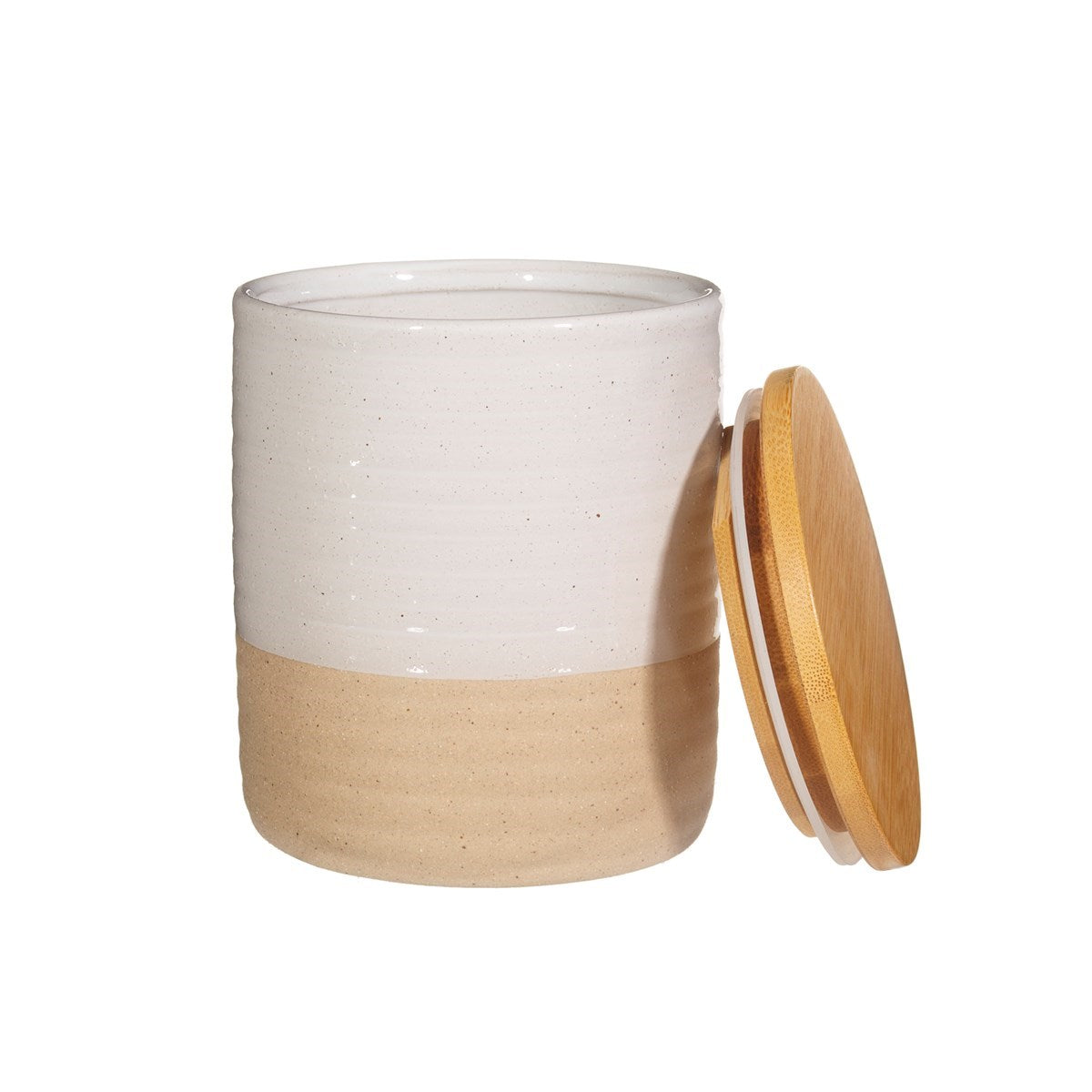 Sass & Belle Rustic White Half Glazed Storage Canister