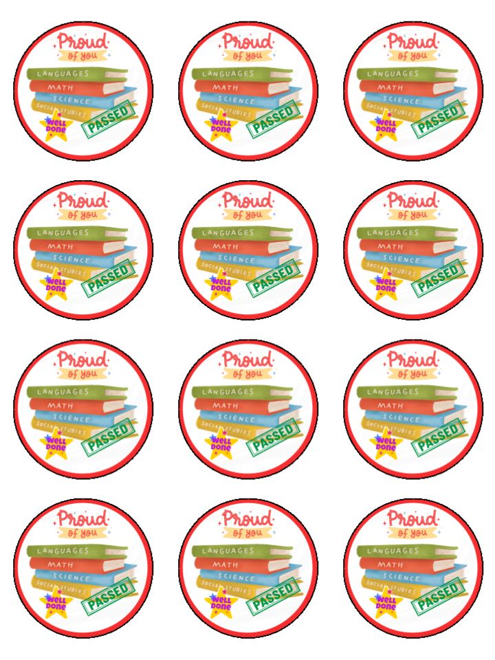 Exam Results You Did It GCSE A Level edible printed Cupcake Toppers Icing Sheet of 12 Toppers