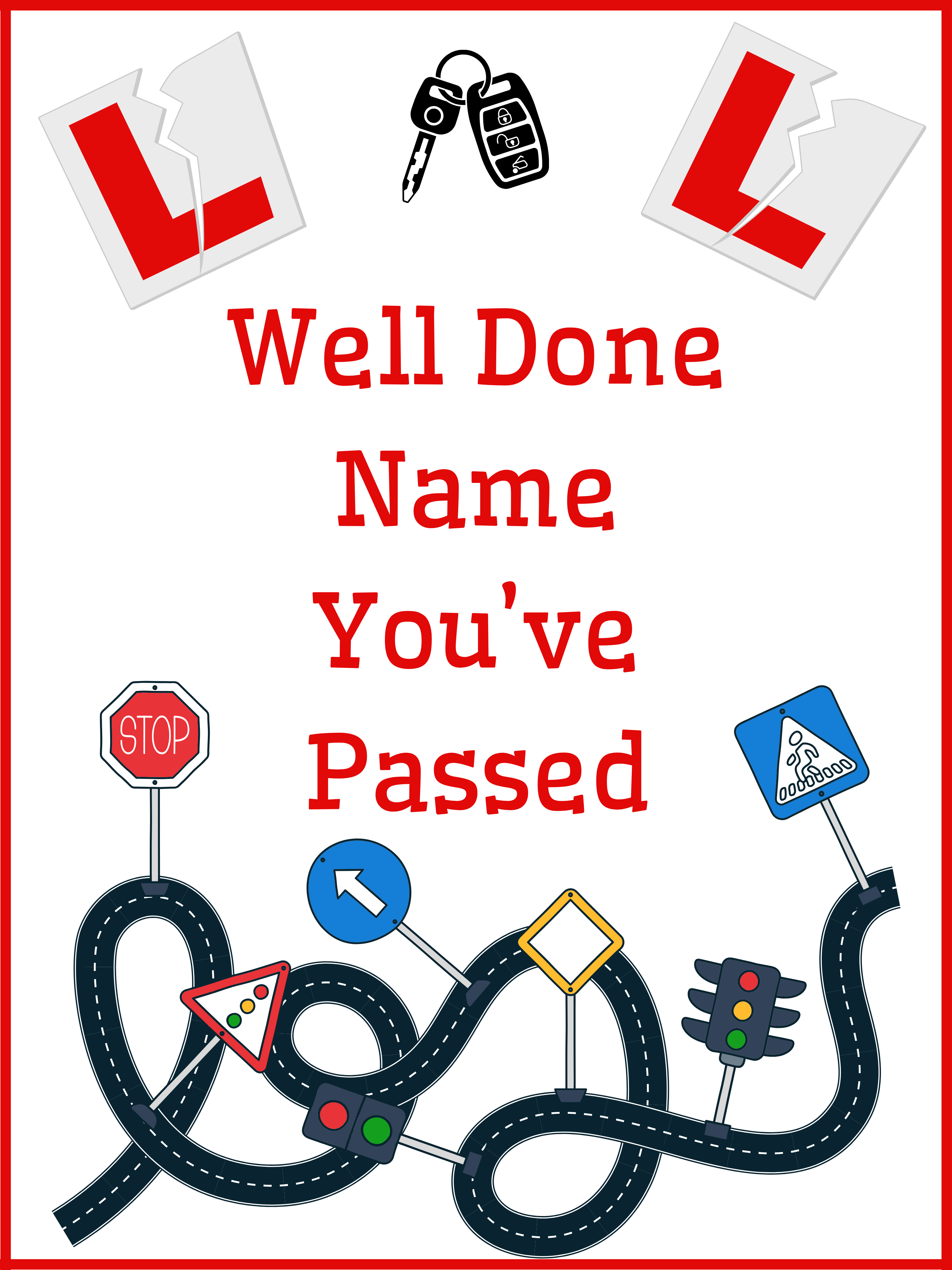 Driving Test You've Passed Car Personalised Edible Printed Cake Topper Icing Sheet Rectangle / Oblong