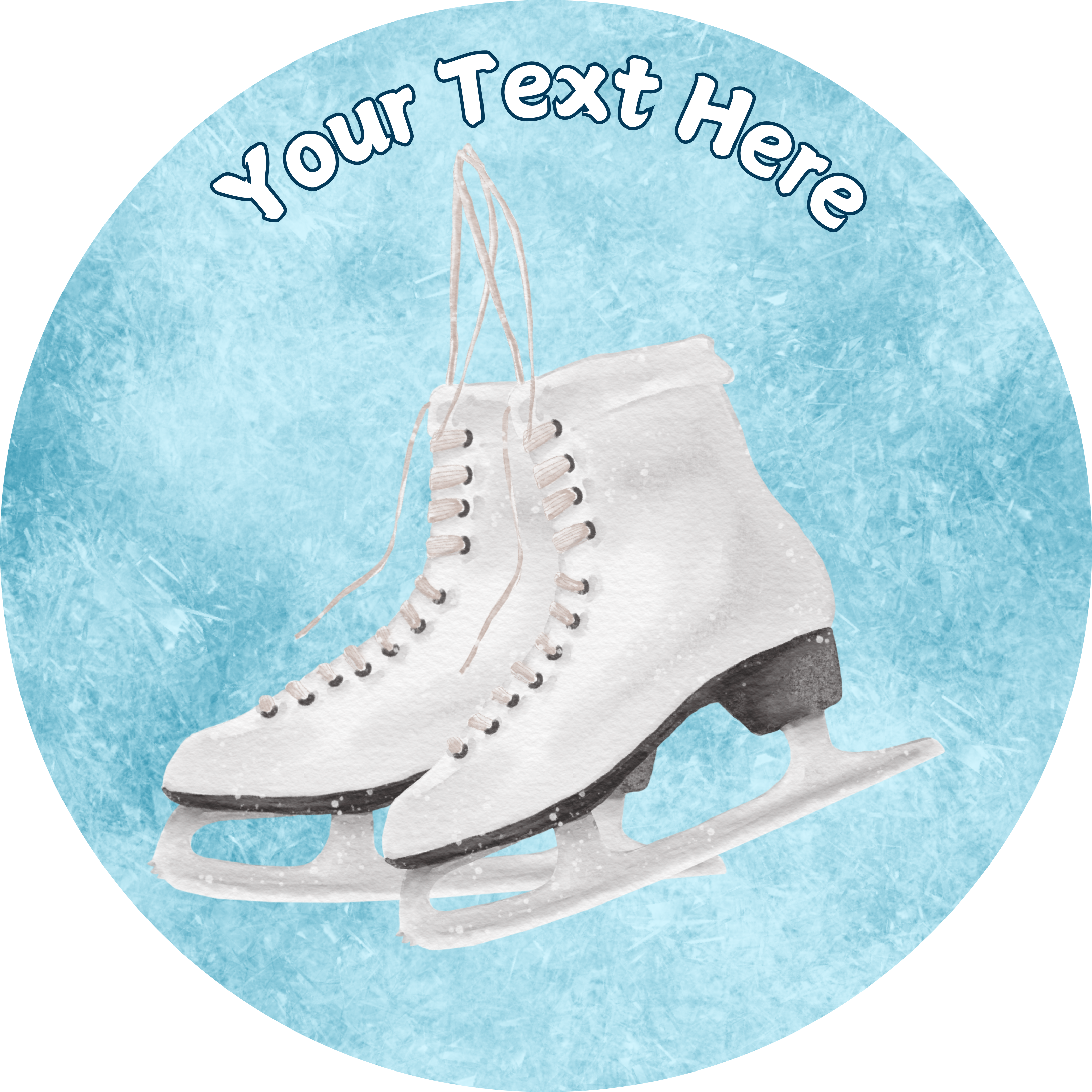 Ice Skating Skate White Boots Personalised Edible Printed Cake Topper Round Icing Sheet