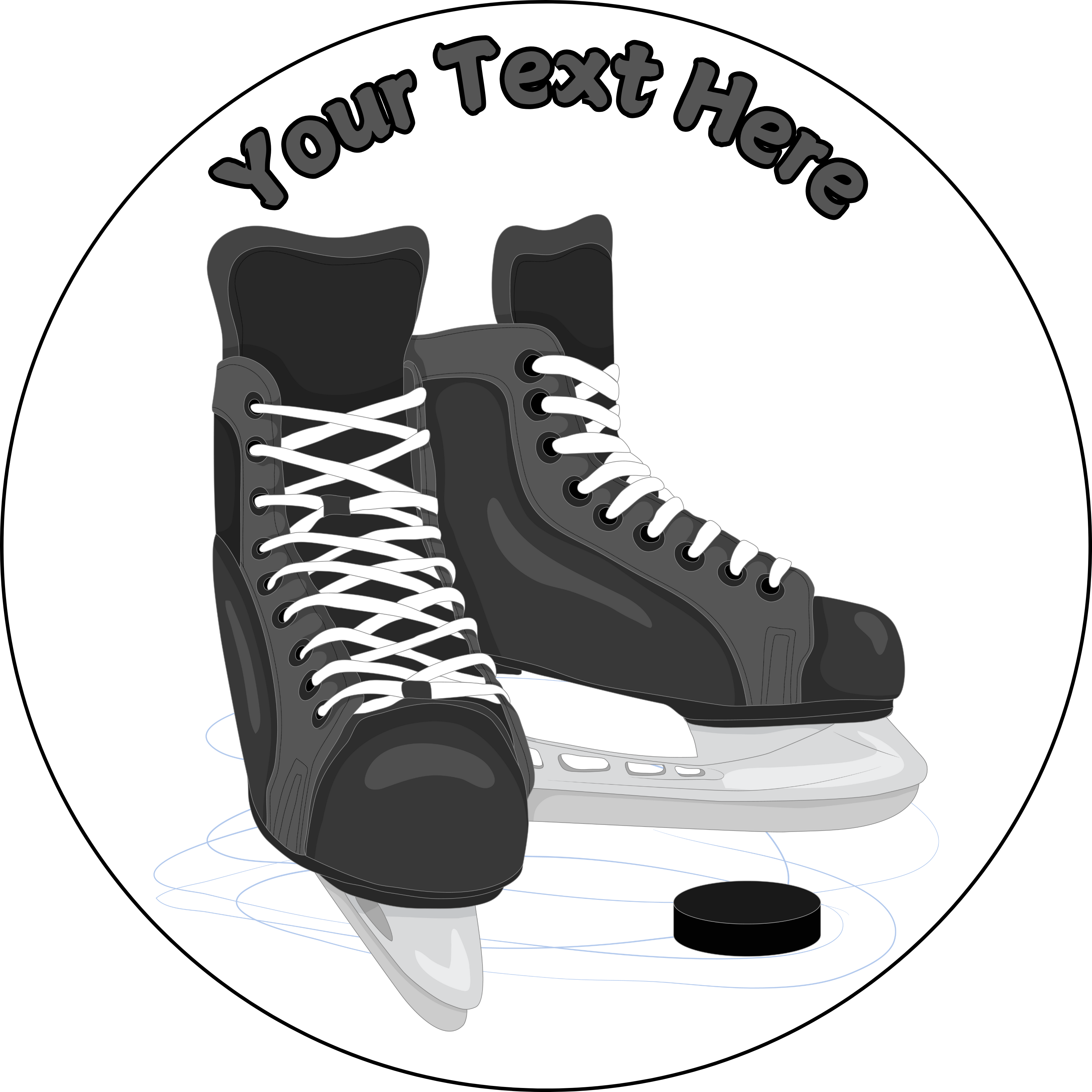 Ice Hockey Boots Sport Personalised Edible Printed Cake Topper Round Icing Sheet