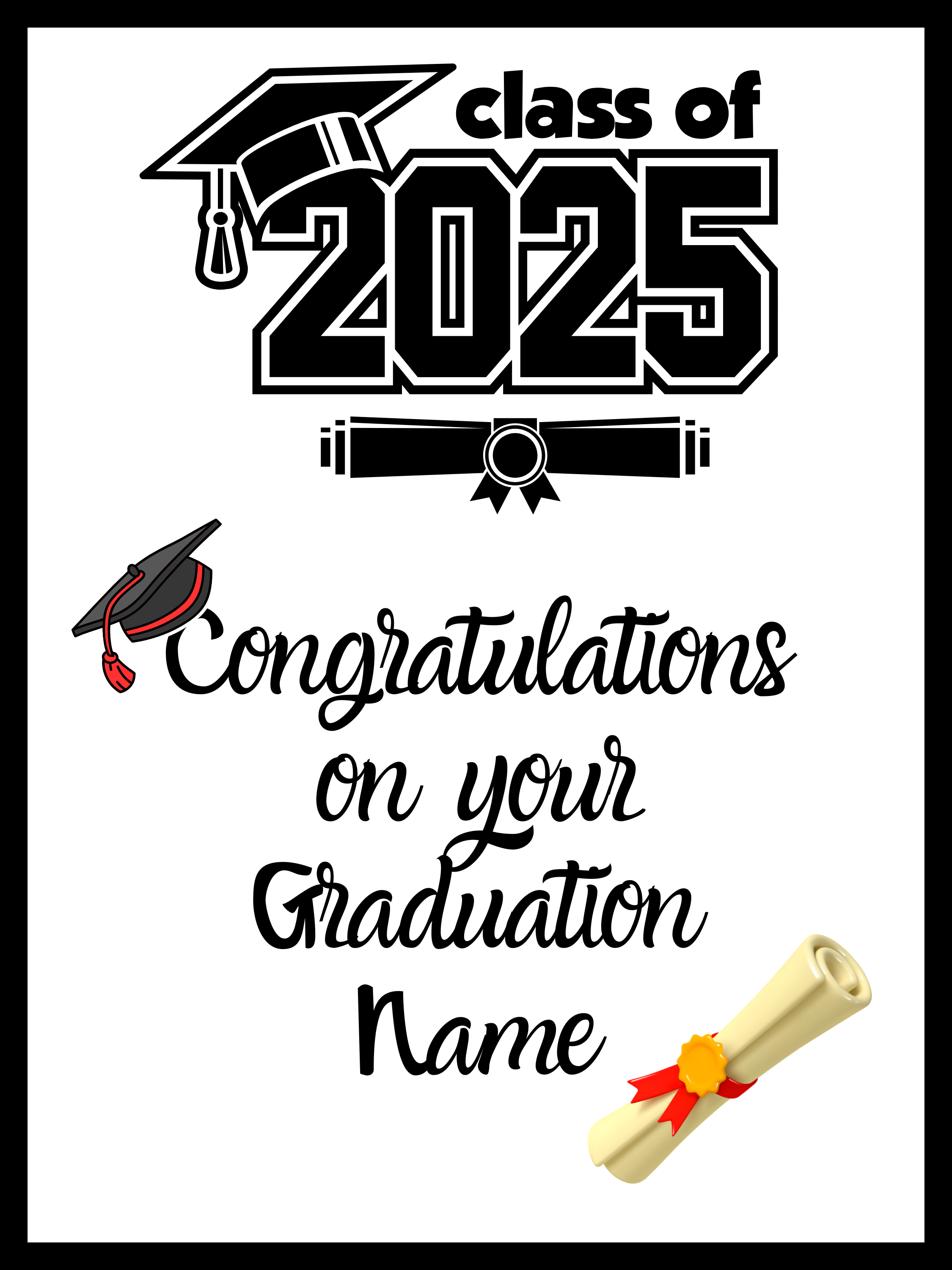 Graduation Class of 2025 Personalised Edible Printed Cake Topper Icing Sheet Rectangle / Oblong