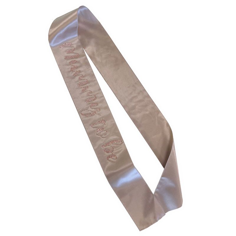 Mummy to Be Nude Sash with Rose Gold Diamante Detail Text