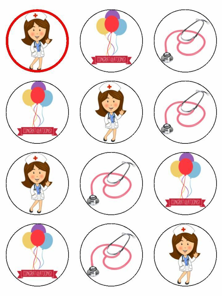 nurse congratulations qualified edible printed Cupcake Toppers Icing Sheet of 12 Toppers