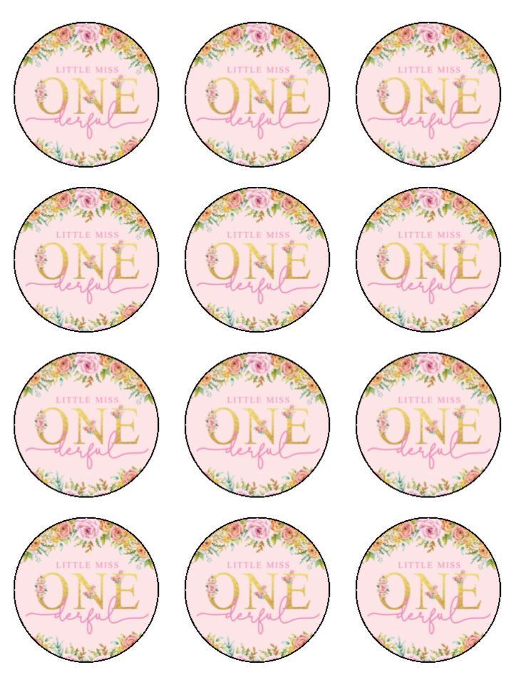 age one 1st birthday one-derful Edible Printed Cupcake Toppers Icing Sheet of 12 Toppers