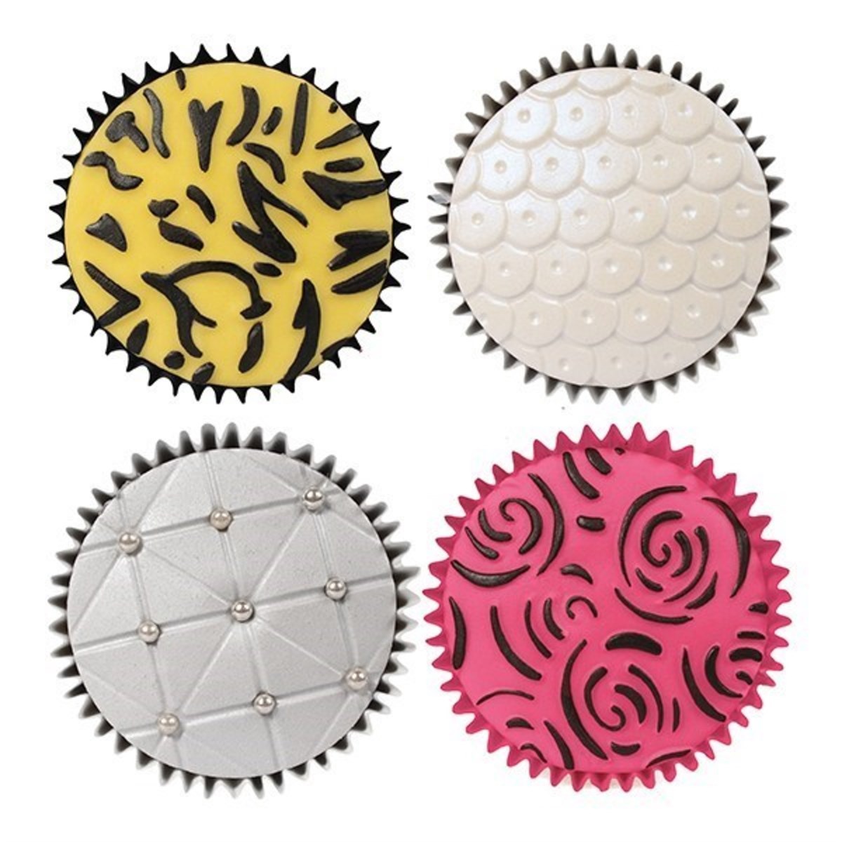 Cake Star Texture Mats  -  Fashion 6 piece - Roses, Metal, Pearls, Sequins, Fur, Pleats