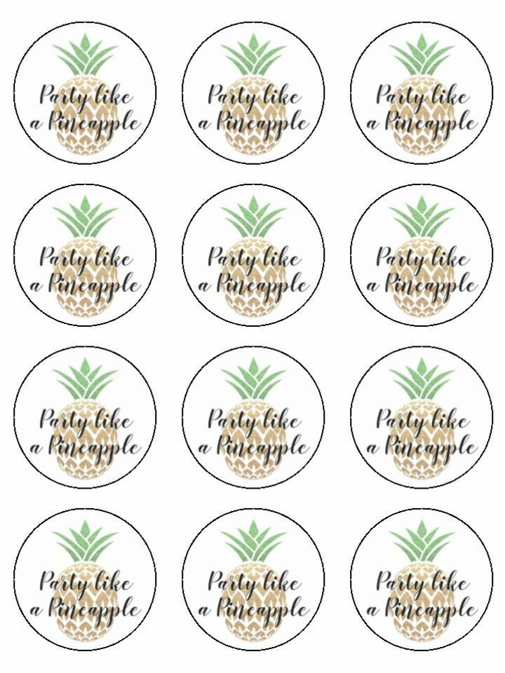 Party like a pineapple edible printed Cupcake Toppers Icing Sheet of 12 Toppers