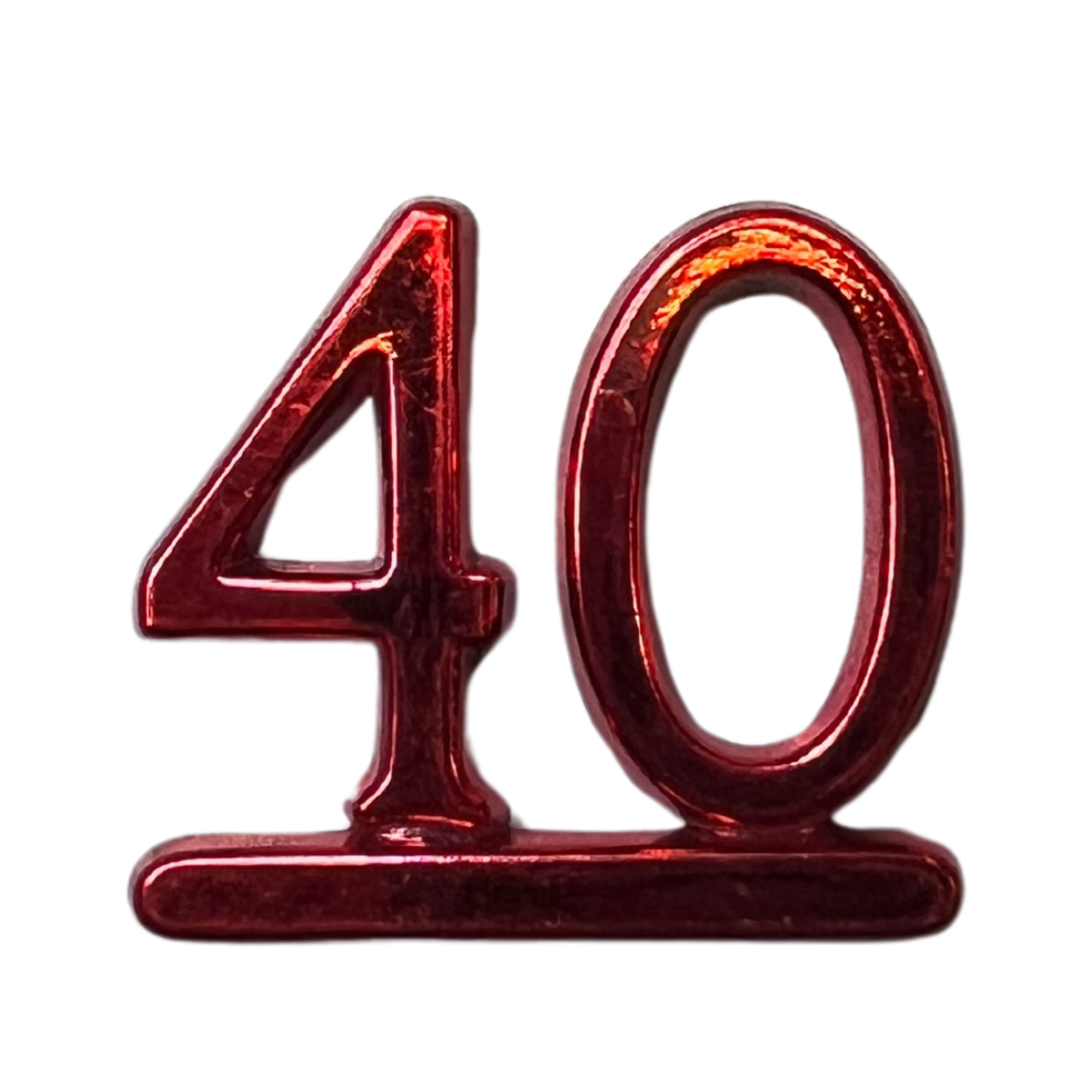 Small Number / Numeral Plastic Cake or Craft Decoration - Red 40