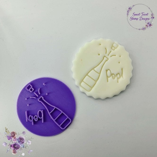 Sweet Treat Stamps Pop Champagne / Wine Botte Cupcake & Cookie Embossing Fondant