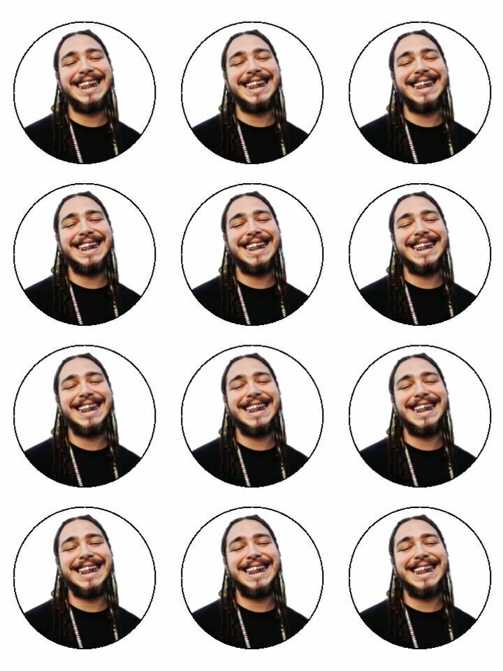 Post Malone singers artist edible printed Cupcake Toppers Icing Sheet of 12 Toppers