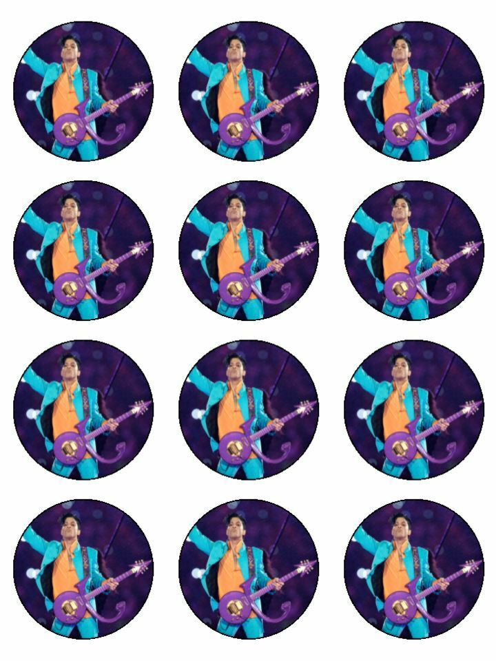 prince singer purple rain edible printed Cupcake Toppers Icing Sheet of 12 Toppers